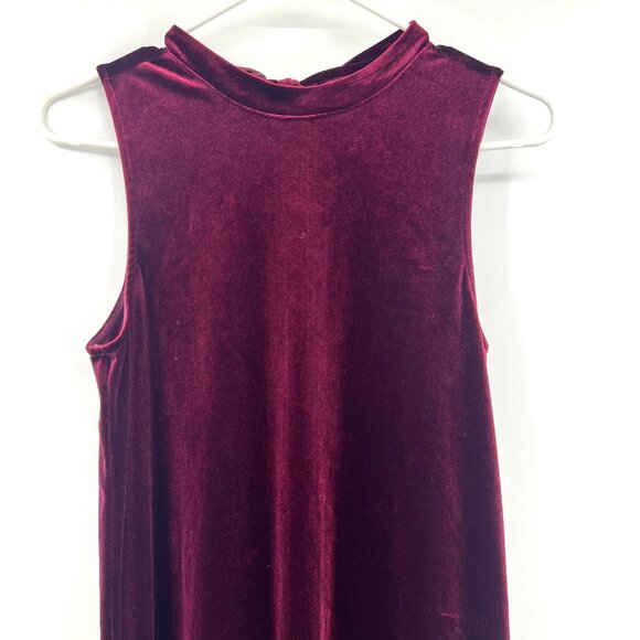 Others Follow Burgundy Velvet Sleeveless Bow Accent Dress Womens Small - Picture 2 of 8